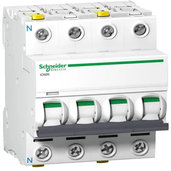 Schneider Electric Acti9 automaattisulake ic60n, 3p+n 10a c, kaksoisliittimellä, 72 mm