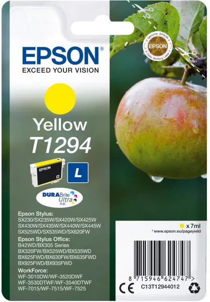 Epson T1294 C13T12944012 keltainen mustepatruuna, 545 sivua