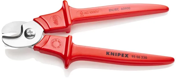 Knipex Kaapelileikkuri, kahva ruiskupäällystetty muovilla, eristetty, VDE-hyväksytty 230 mm
