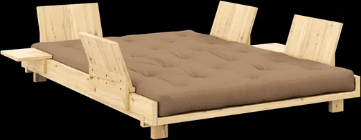Karup Design Social Vuodesohva 4 Selkänojalla, Sivupöydillä ja Patjalla 140x200 Mocca/Lakattu kirkas